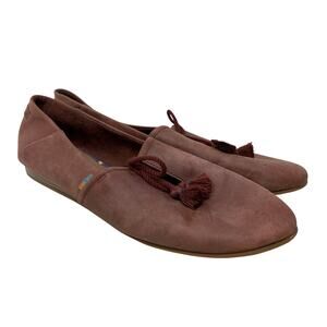 Toms Kelli Burnt Henna Leather Flat Slip On Shoes Womens Size 10 Tassels